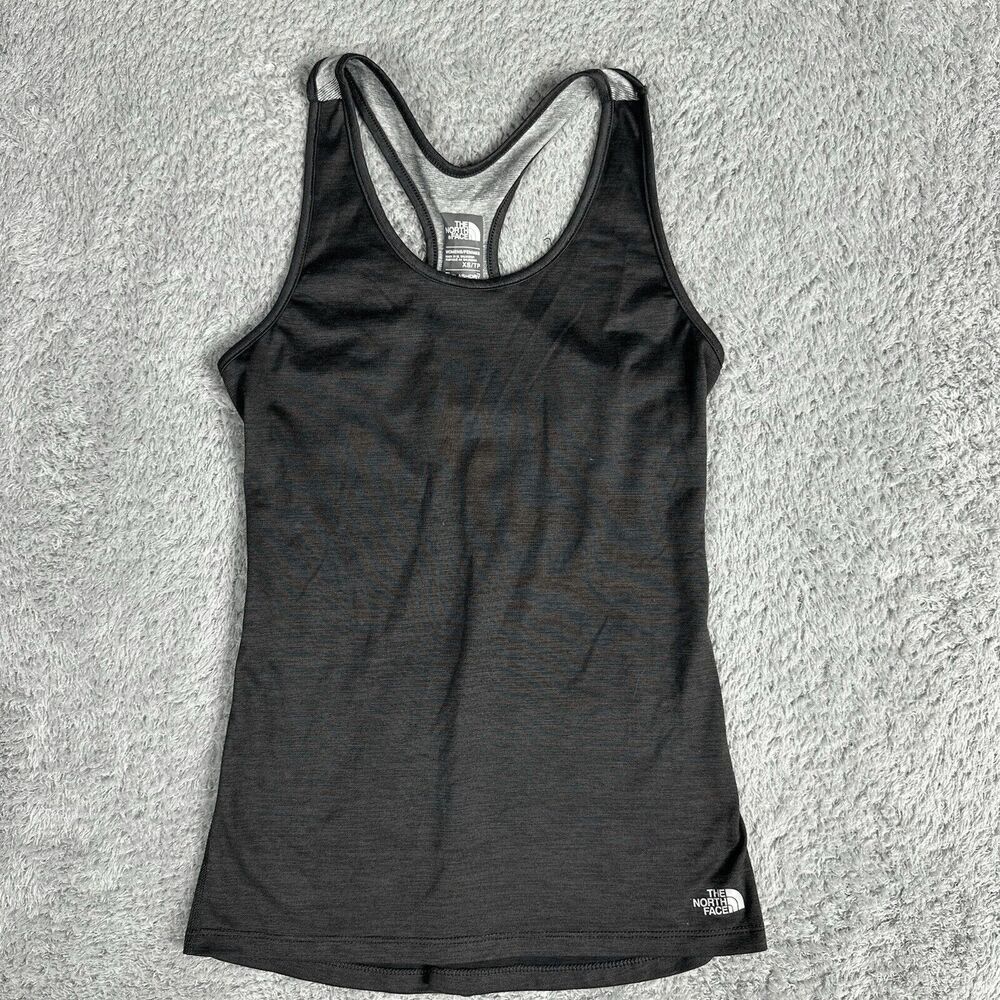 The North Face Women's Racerback Tank Top XS Black Charcoal Cutout Flash Dry
